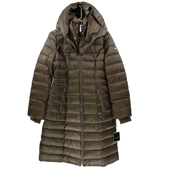 Laundry by Shelli Segal Quilted Pillow Collar Puffer Coat in Taupe Size Med - Picture 5 of 16